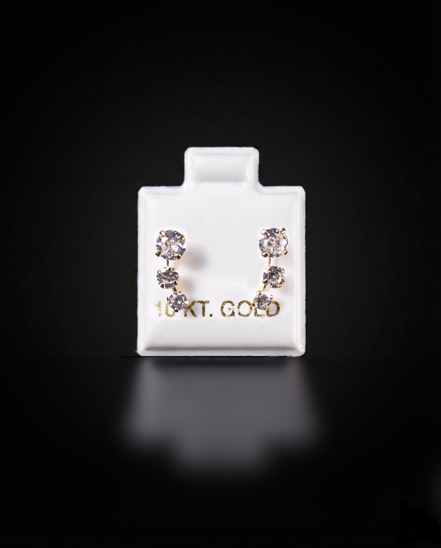 Aretes trepadores con Zirconias blancas 10k