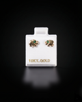 Aretes elefante con zirconia verde 10k