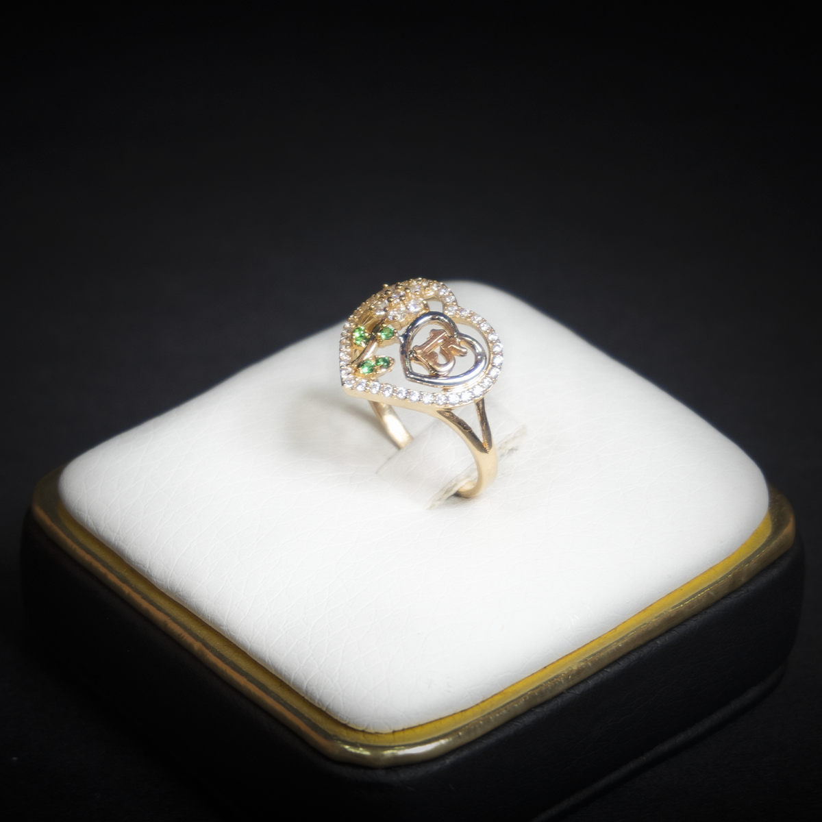 Anillo 15 años corazón 14k