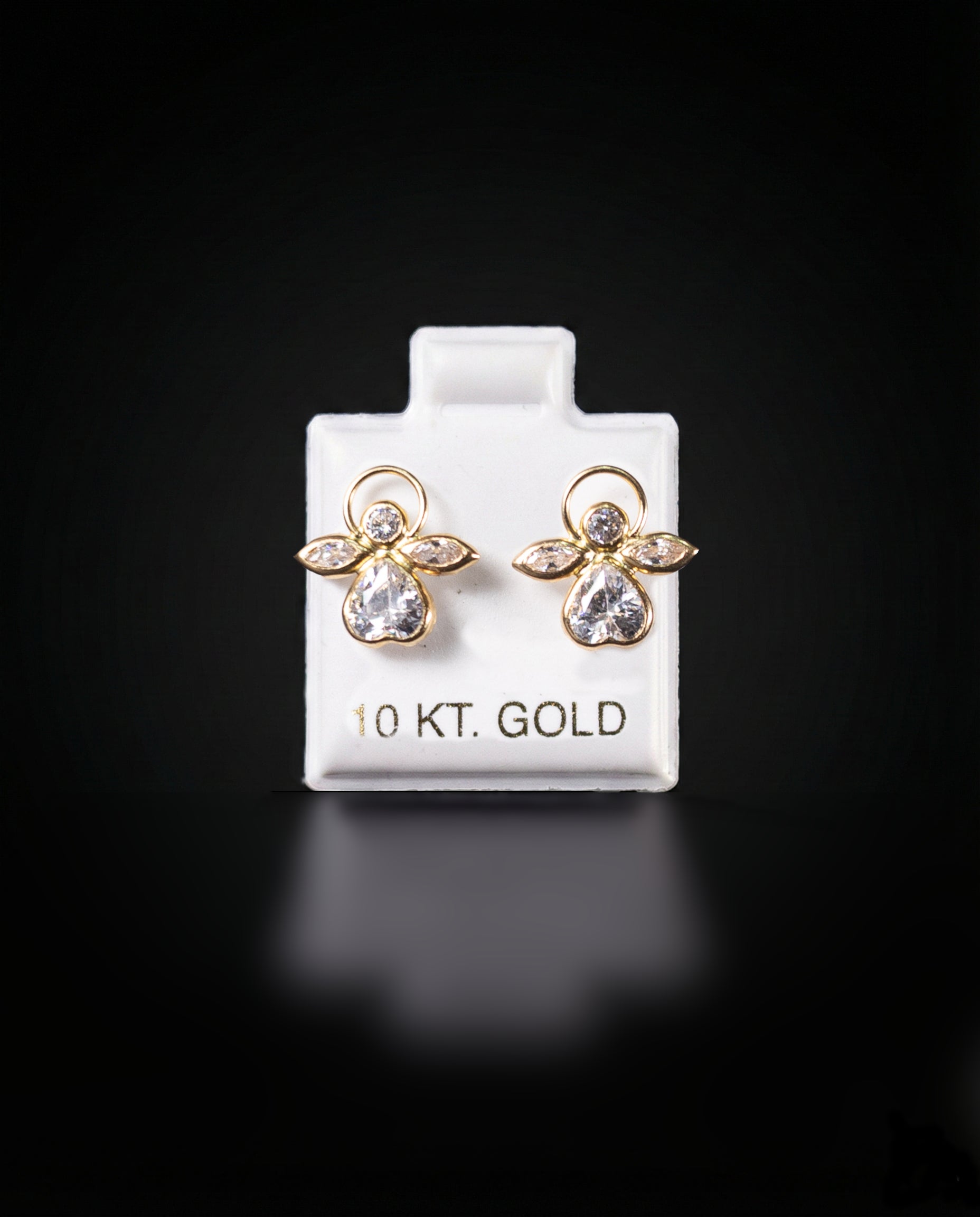 Aretes Ángel con Zirconias blancas 10k