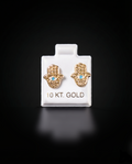 Aretes Mano de Fátima y ojo turco 10k