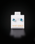 Aretes Zirconia agua marina 14k