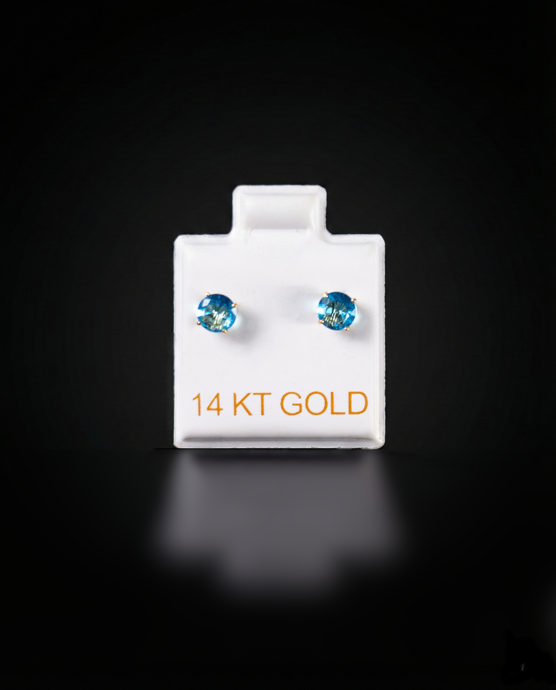 Aretes Zirconia agua marina 14k