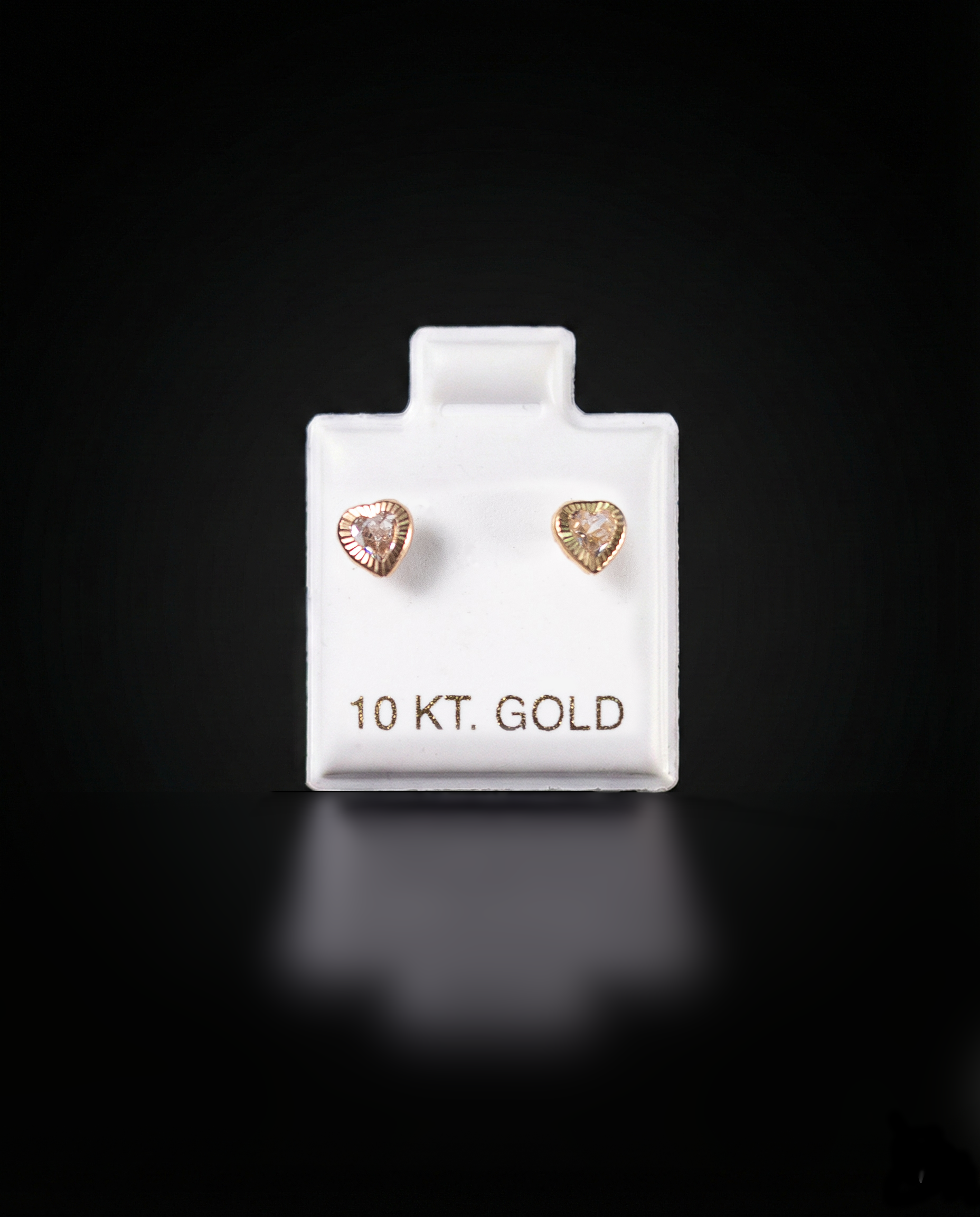 Aretes corazón y Zirconia blanca 10k