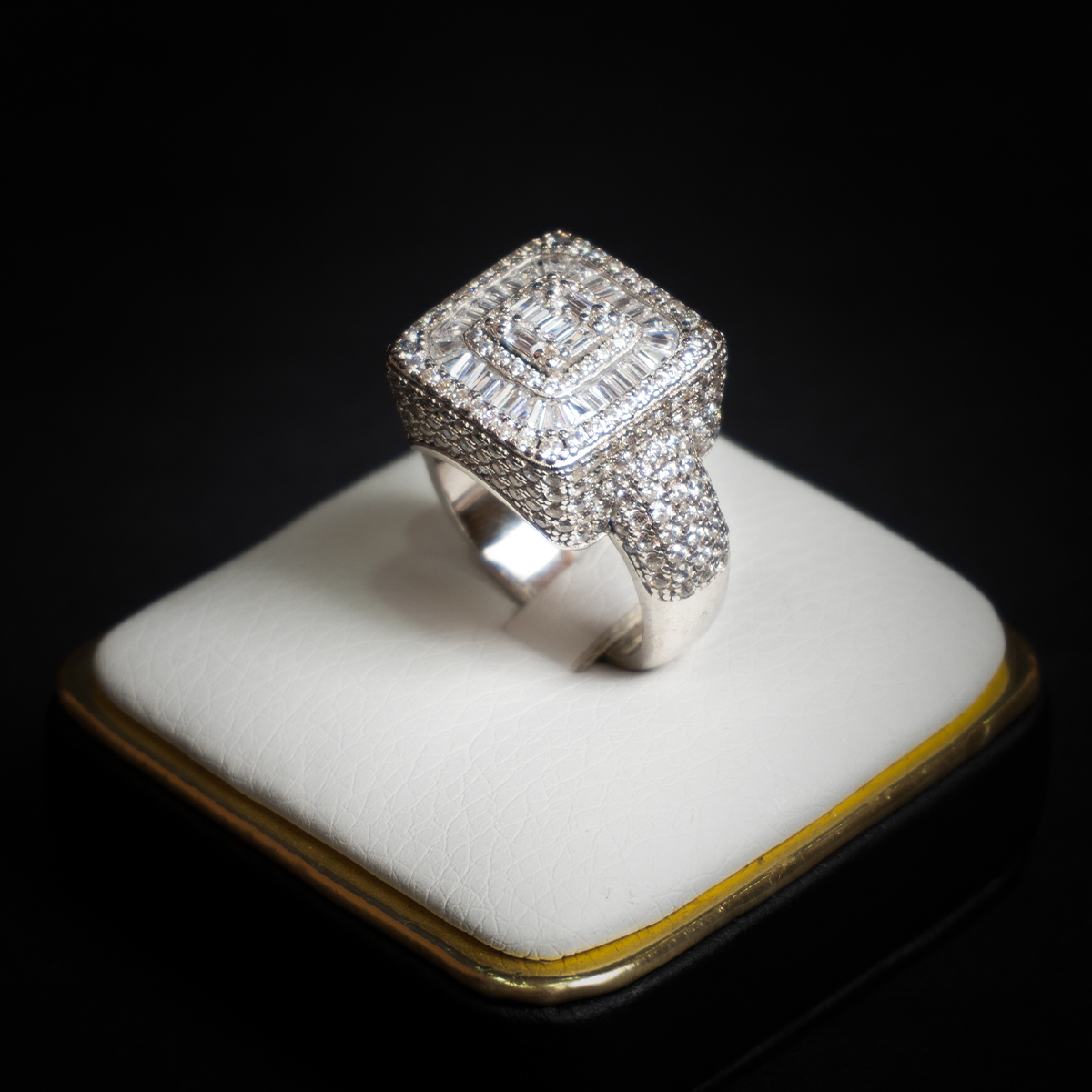Anillo Cuadrado Plata Italiana 925