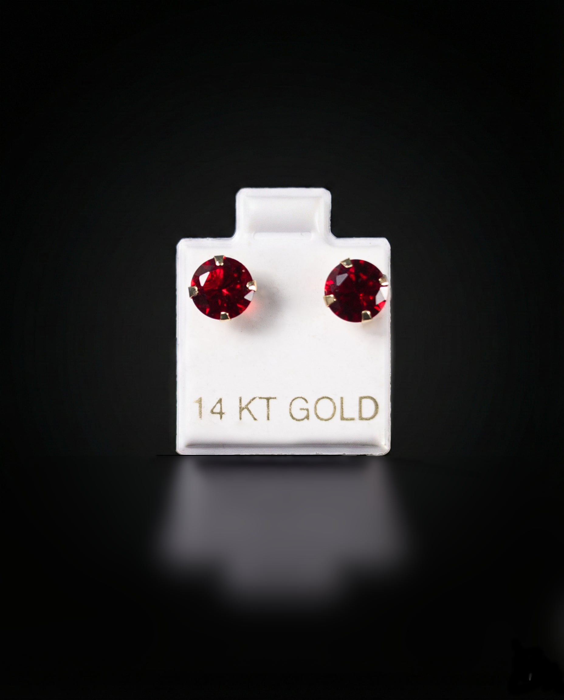 Aretes zirconia roja 14k