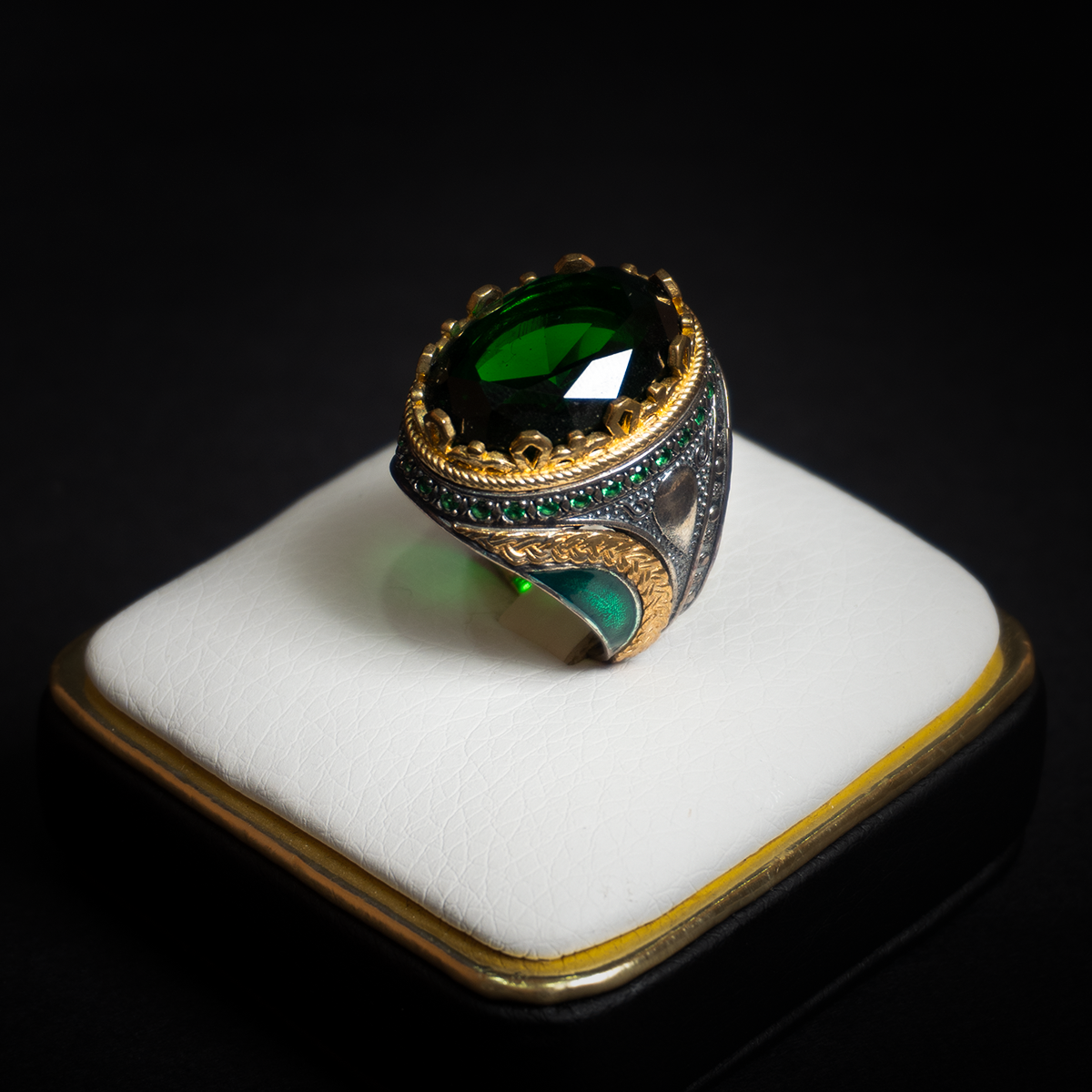 Anillo Zirconia Verde Plata Italiana 925