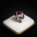 Anillo Zirconia Roja Plata Italiana 925