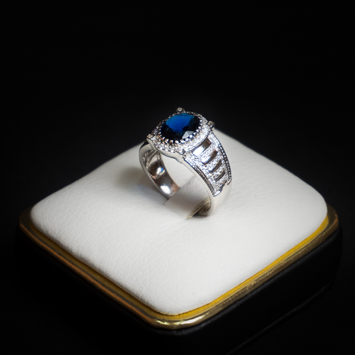 Anillo Zirconia Azul Plata Italiana 925