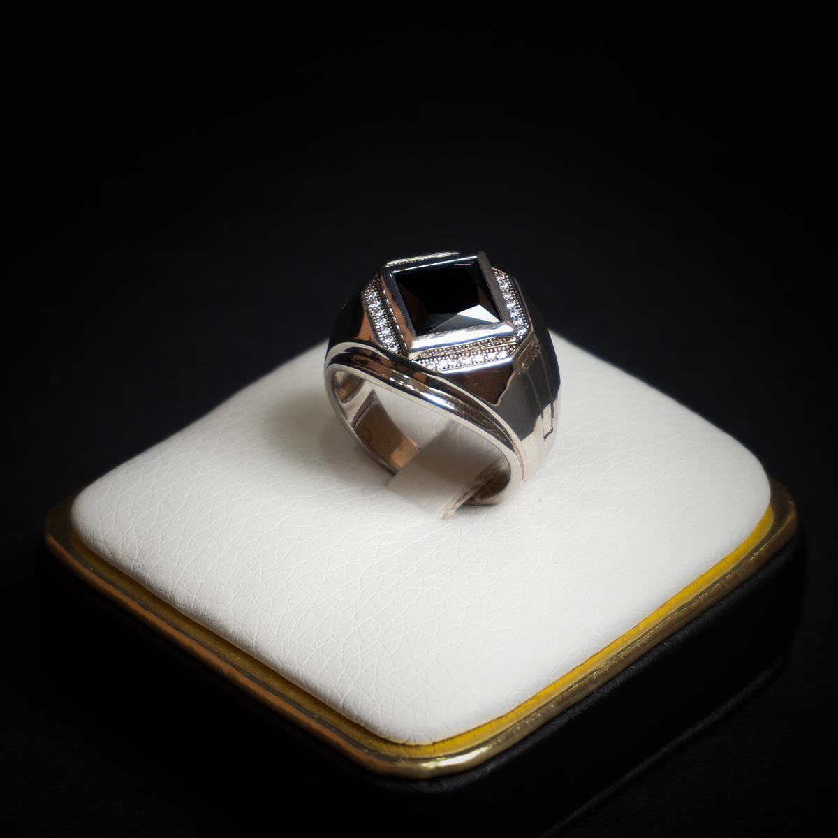 Anillo Zirconia Negra Plata Italiana 925