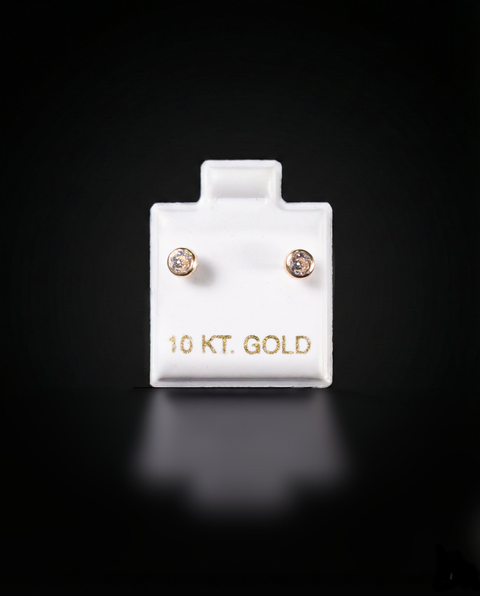 Aretes bisel con zirconia blanca 10k