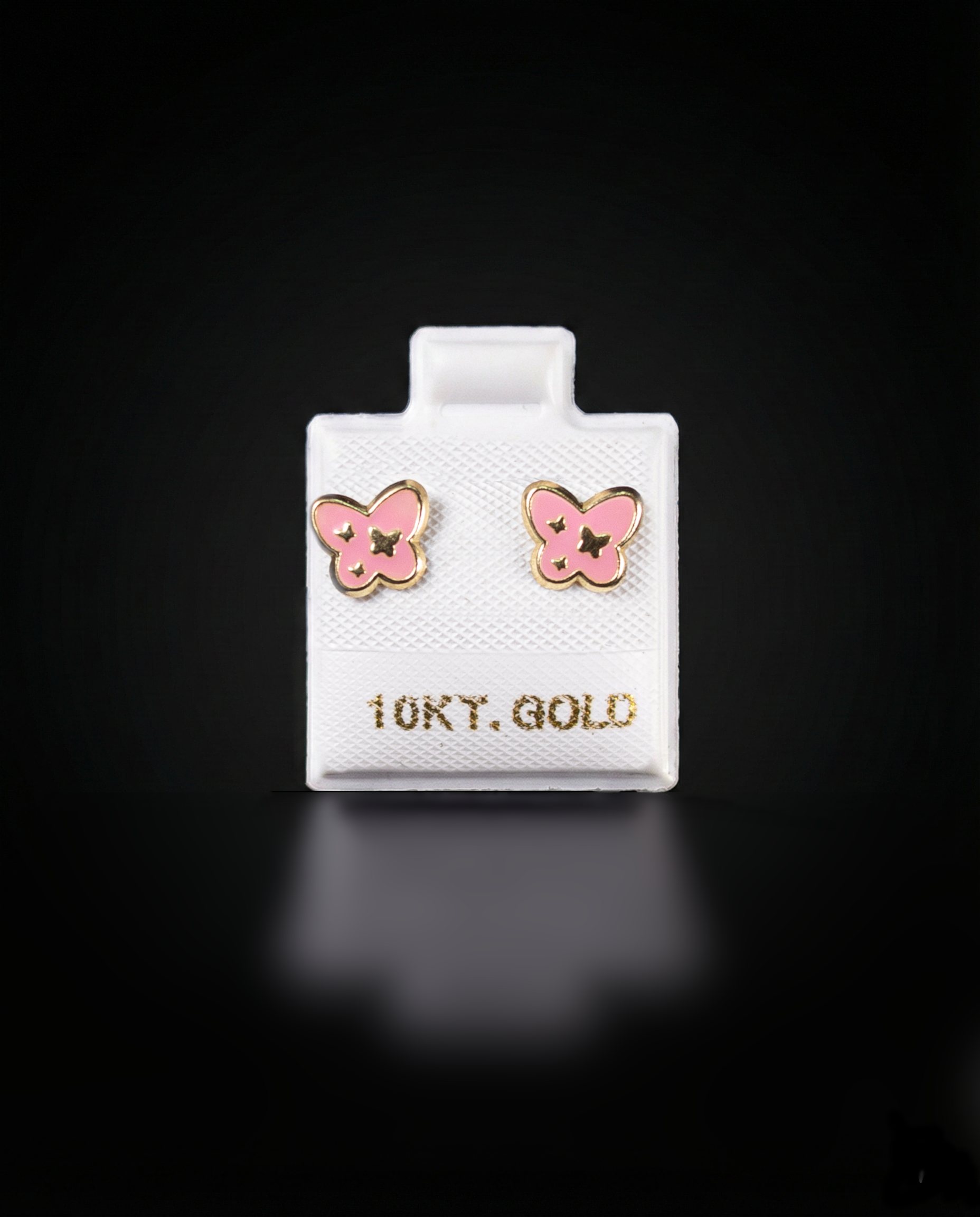 Aretes mariposa rosada 10k