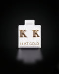 Aretes inicial "K" con zirconias blancas 14k