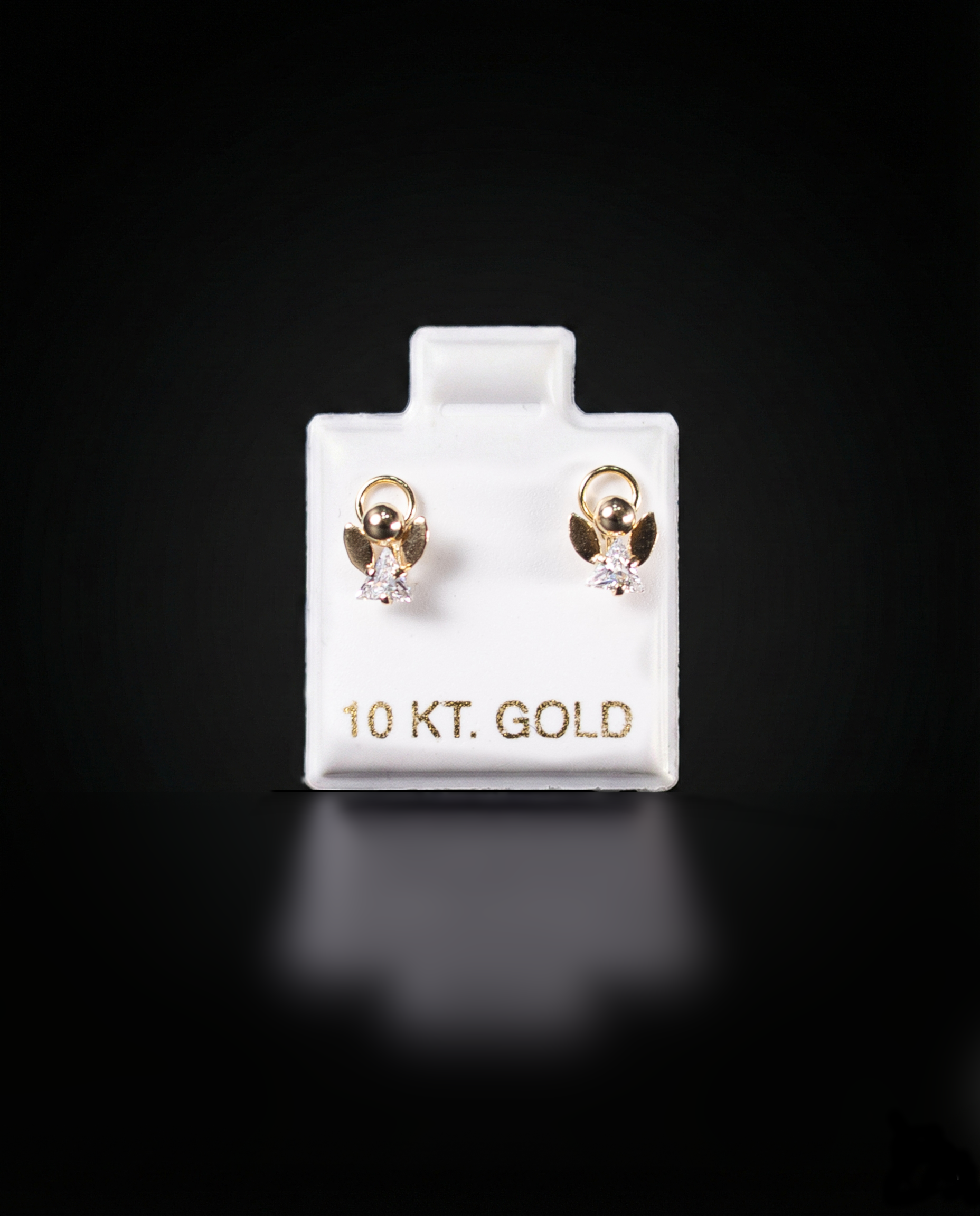 Aretes ángel con Zirconia blanca 10k