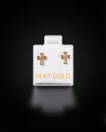 Aretes Cruz con zirconias blancas 14k