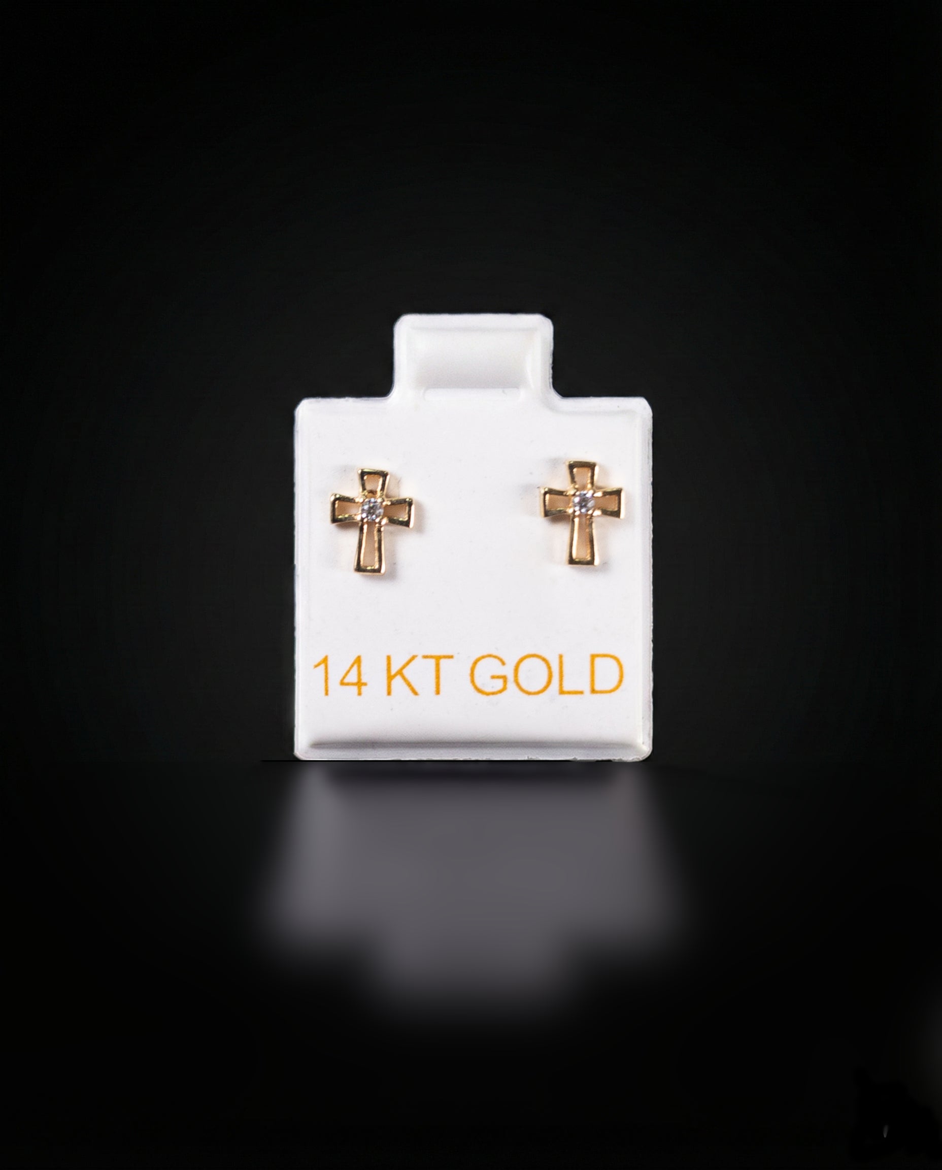 Aretes Cruz con zirconias blancas 14k