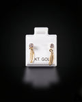 Aretes pluma con zirconias blancas 10k