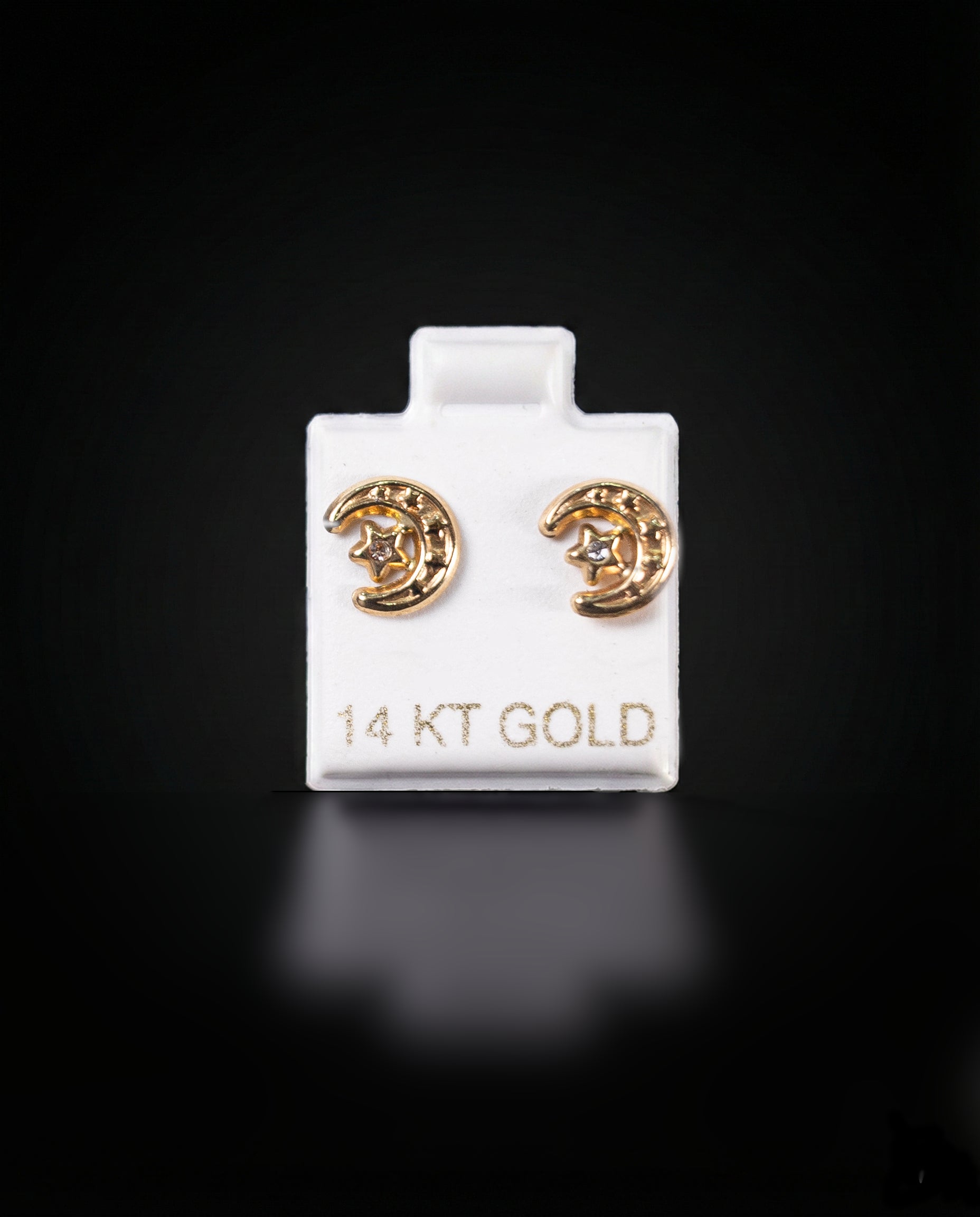 Aretes luna y estrella 14k