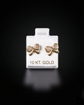 Aretes moña con zirconias blancas 10k