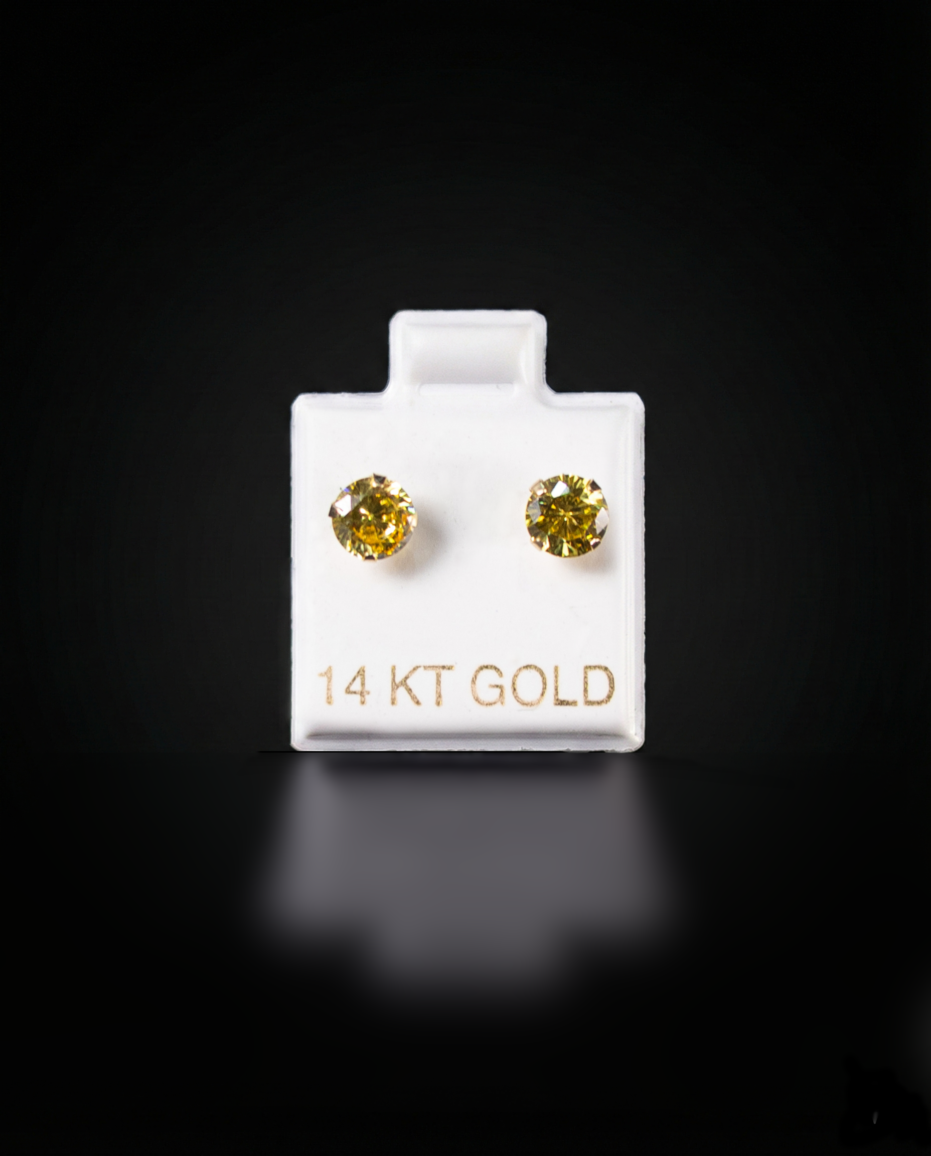 Aretes zirconia amarilla 14k