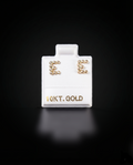 Aretes inicial "E" con zirconias blancas 10k