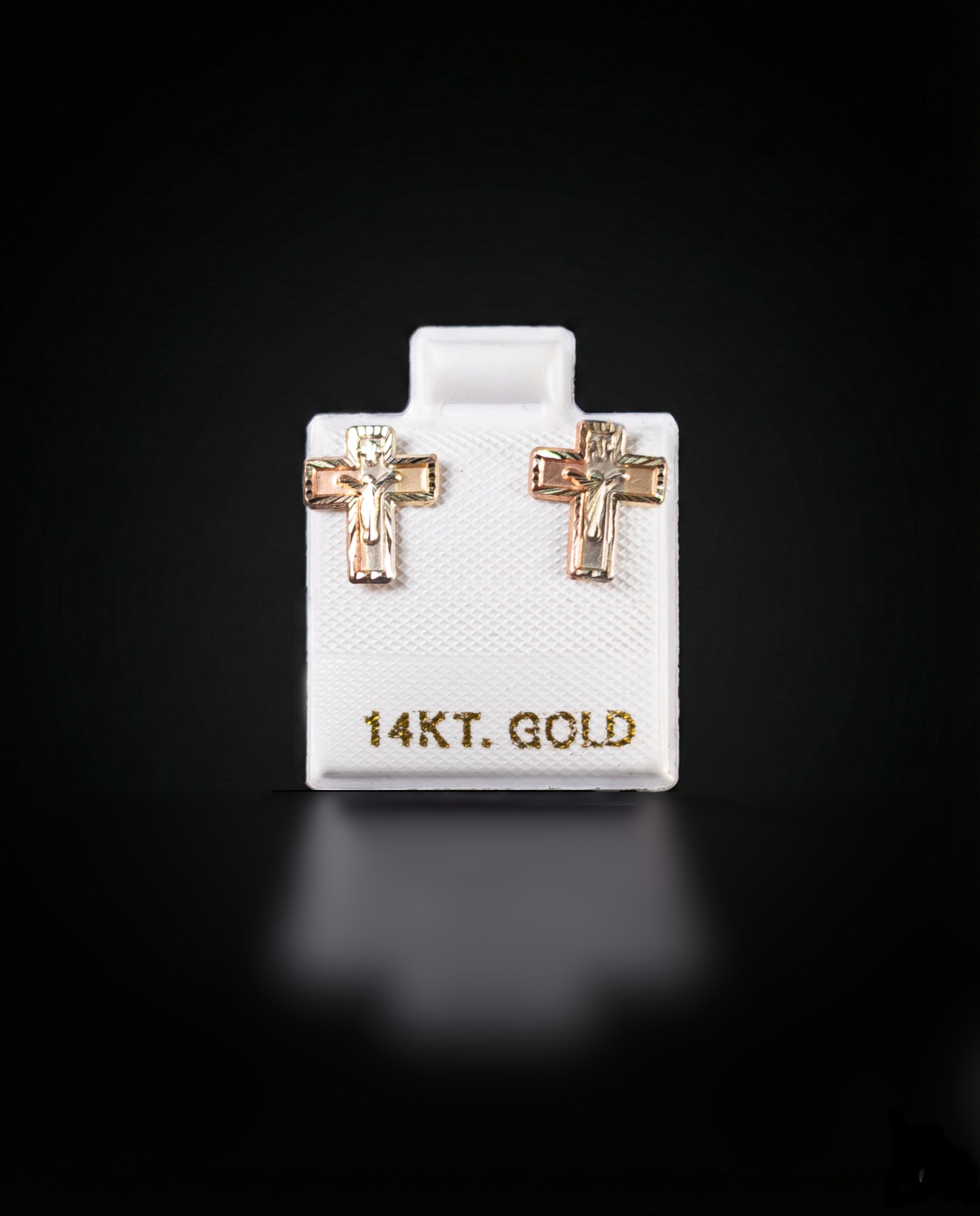 Aretes cruz facetados 3/O 14k