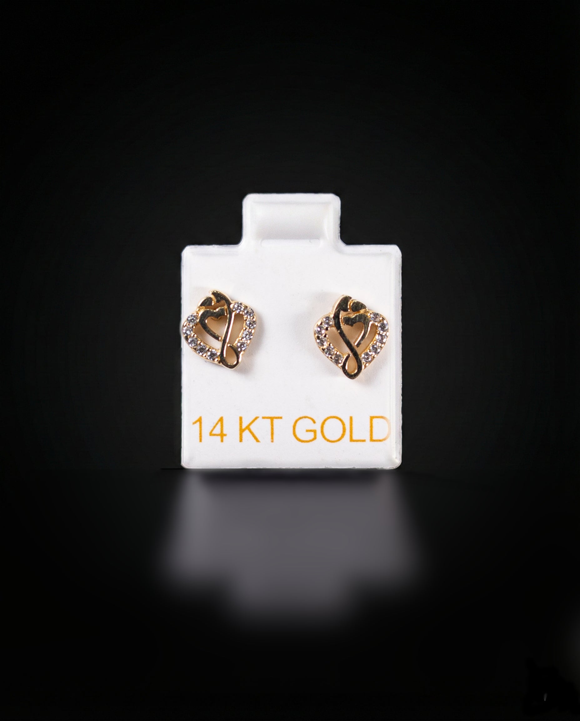 Aretes Corazón infinito con zirconias blancas 14k