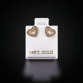 Aretes corazón con zirconias blancas 14k
