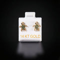 Aretes tortuga con zirconias verdes 14k