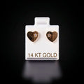 Aretes corazón liso con zirconia blanca 14k