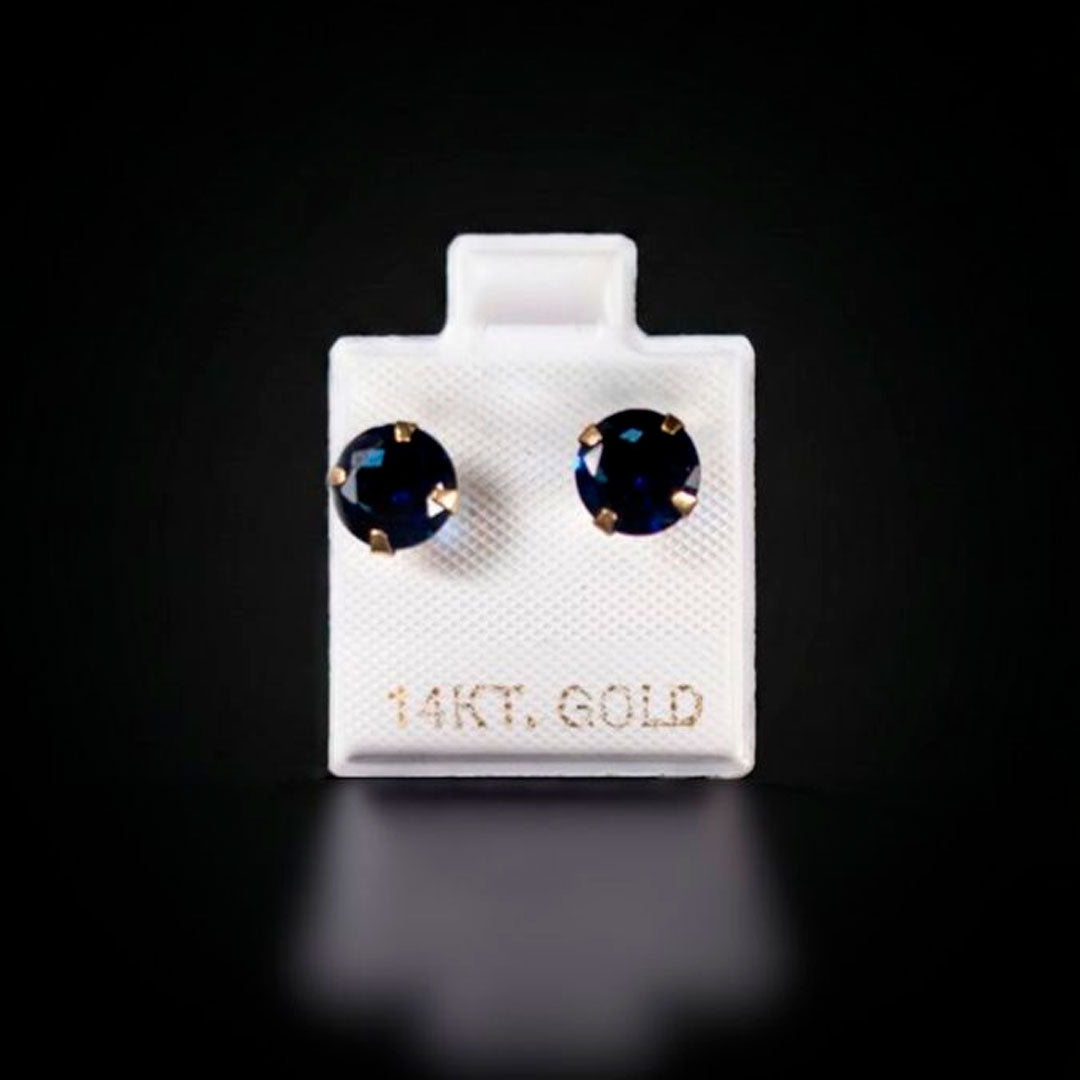 Aretes con zirconia azul 14k