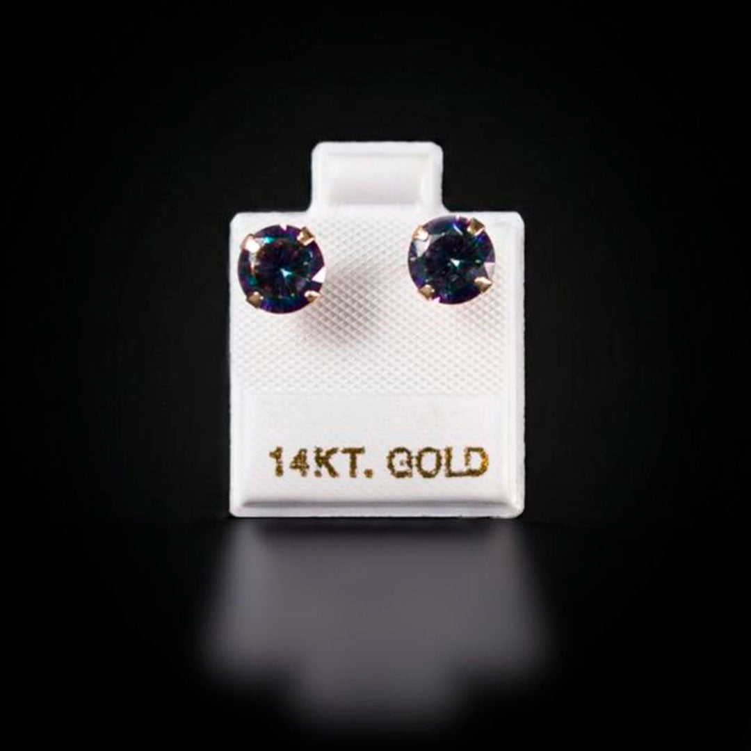 Aretes con piedra alejandrina 14k