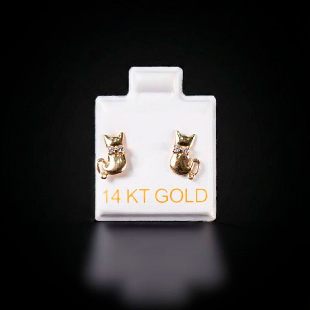Aretes gato con zirconias blancas