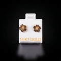 Aretes flor con zirconia blanca 14k
