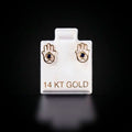 Arete mano de Fátima con zirconia azul 14k