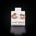 Aretes corazón doble con zirconias blancas 14k