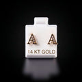 Aretes inicial "A" con zirconias blancas 14k