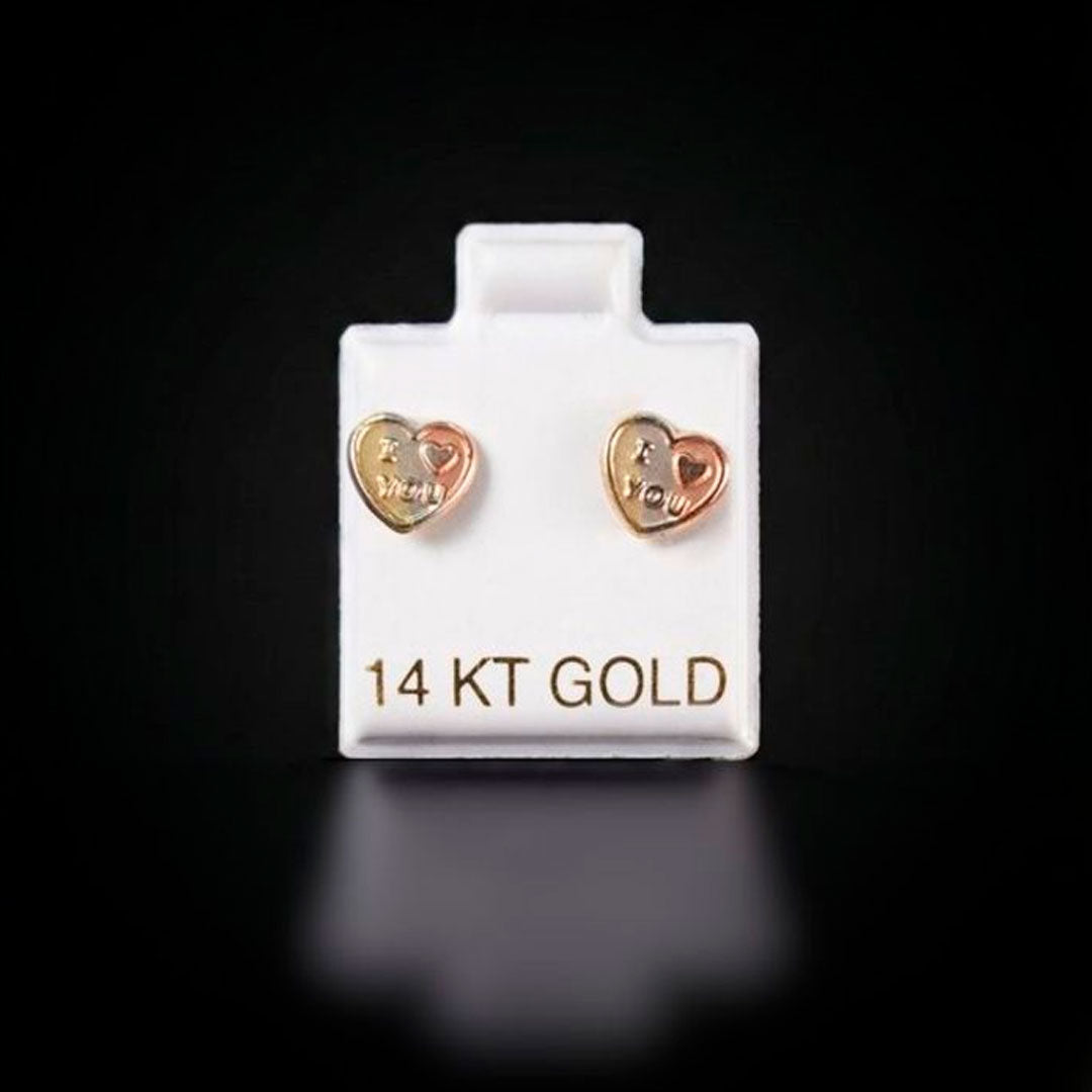 Aretes corazón 3/O 14K