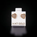 Aretes de corazón con zirconias blancas 14k