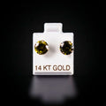 Arete con zirconia verde olivo 14k