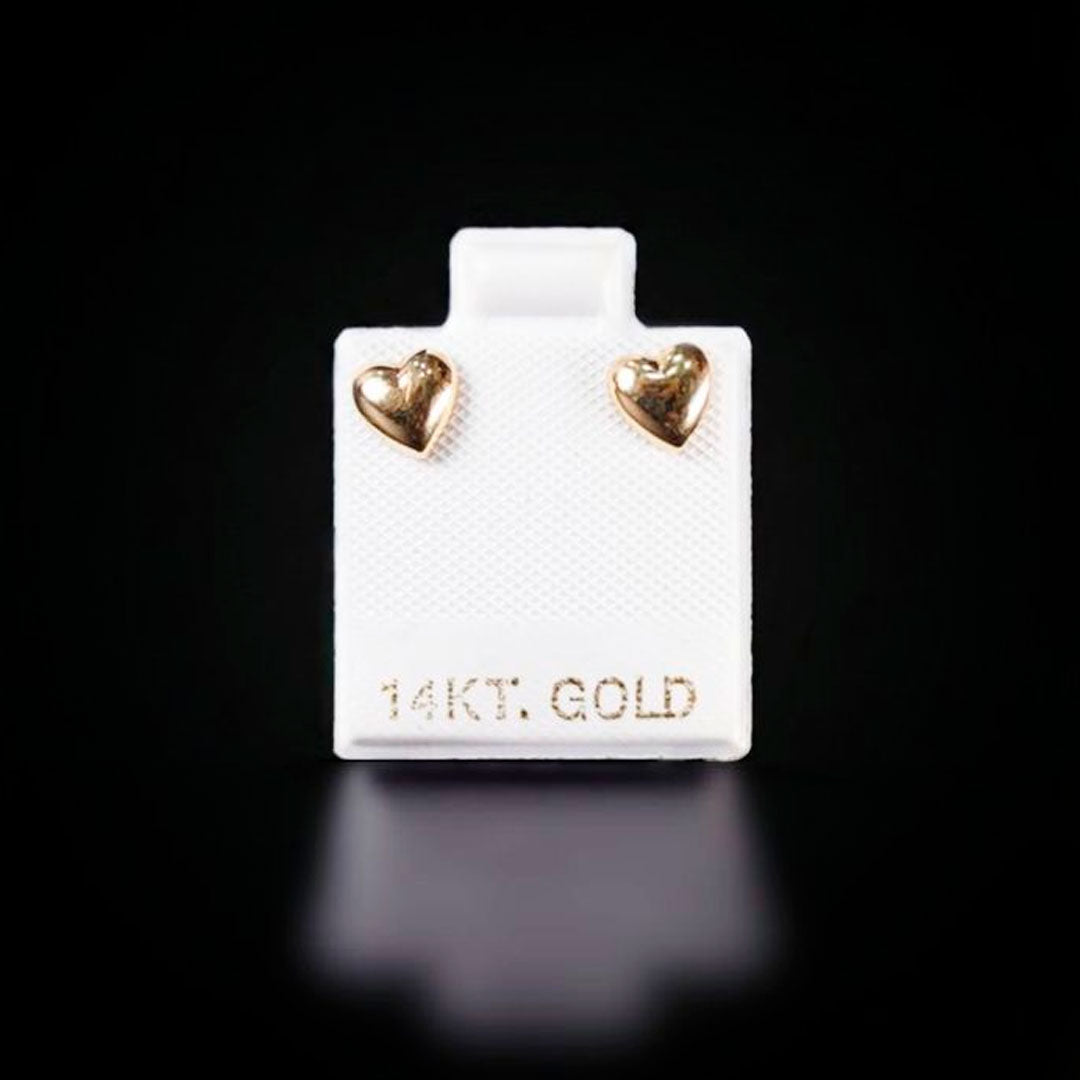Arete corazón liso 14k