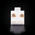 Aretes corona con Zirconias blancas 14k