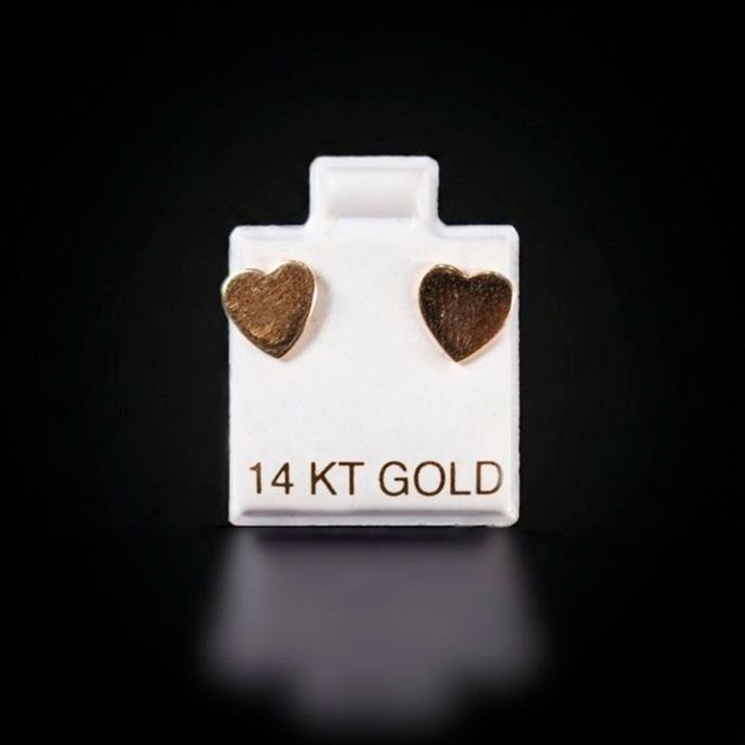 Aretes corazón liso 14k
