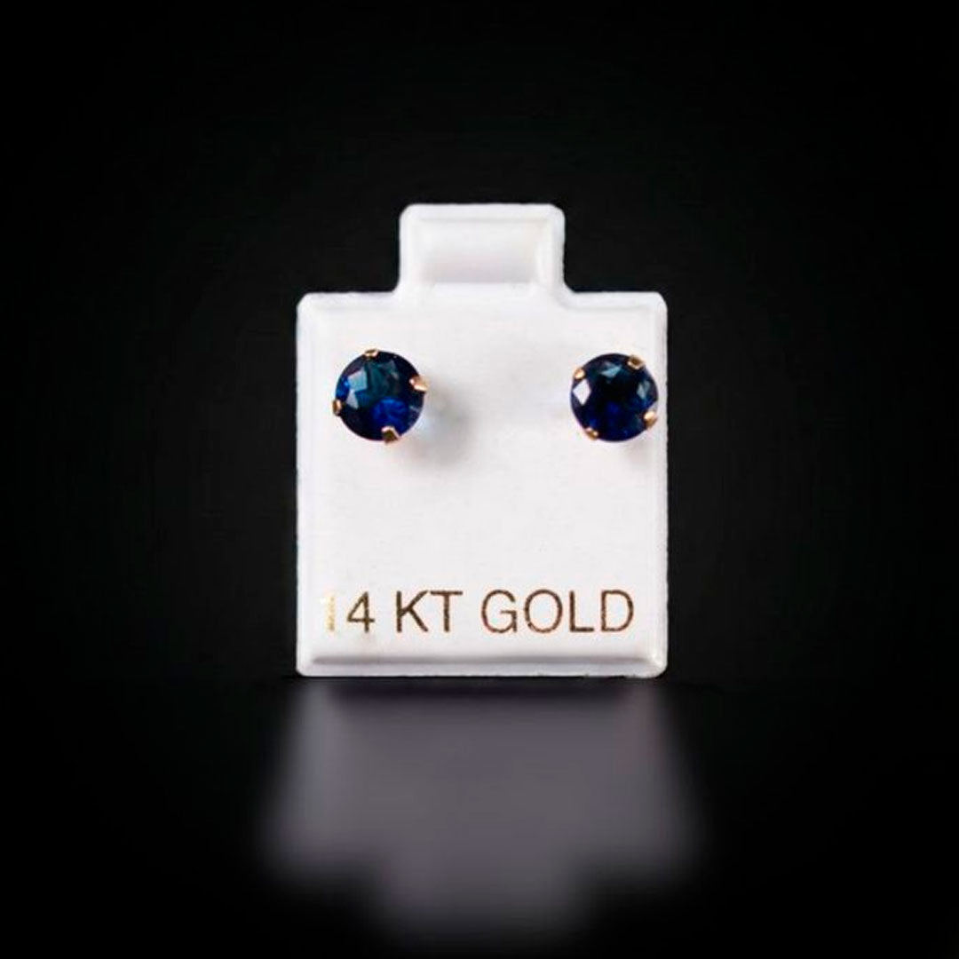 Aretes con zirconia azul 14k