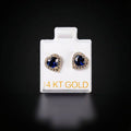 Aretes corazón con zirconias azul y blancas 14k