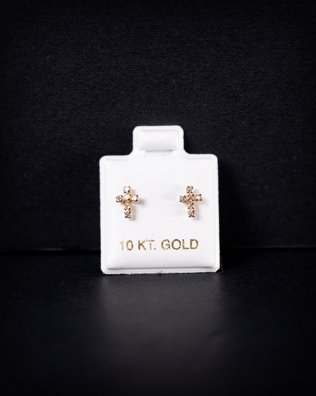 Aretes Cruz con zirconias blancas 10k